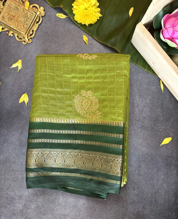 Bottole Green and paroot green georgette Saree