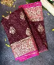 Deep Wine & Rani Pink Georgette Saree