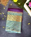 Royal Purple & Sea Green Crepe Silk Saree with Golden Zari Weaving