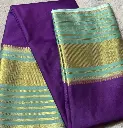 Royal Purple & Sea Green Crepe Silk Saree with Golden Zari Weaving