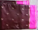 Combination of deep chocolate brown and vibrant magenta pink Gaji silk Saree