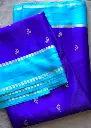  Stunning combination of royal blue and turquoise blue Gaji silk saree