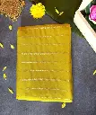 Mustard yellow Crepe Silk Saree with Bottle green Zari Border