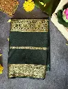 Green Crepe silk saree with Golden Zari work