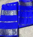 Ryal blue Crepe silk saree with Golden Zari work