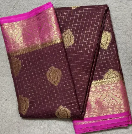 [E-COM04] Deep Wine & Rani Pink Georgette Saree